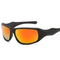 Matte black cycling sunglasses with reflective orange polarized lenses for outdoor sports - Black Frame Red Mirror
