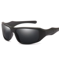 Matte black aerodynamic cycling sunglasses with polarized gray lenses for outdoor sports - Black Frame Grey Lens