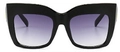 Oversized black square sunglasses with purple gradient lenses and wide cat-eye frames - Black Frame Dual Grey
