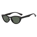 Gafas de sol ojo de gato en negro brillante con detalles de remaches plateados - Negro Brillante / Lente Verde G15