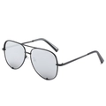 Κλασικά μαύρα γυαλιά ηλίου aviator με μεταλλική διπλή γέφυρα και γκρίζους φακούς - Μαύρο πλαίσιο Ασημί φακός καθρέφτης