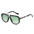 Luxury pilot sunglasses for men with black frame and light green gradient lenses - Black Frame Gradient Green Lens