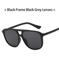 Lunettes de soleil pilote carrées avec monture noire à double pont et verres gris - Monture Noir Mat Gris