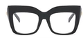 Fashionable black square oversized sunglasses with decorative gold metal hinges - Black Frame Clear Lens