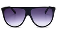 Lunettes de soleil oversize à dessus plat avec monture noire et verres violets - Monture Noire Double Verre Gris