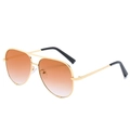 Aviator sunglasses with gold metal frame and orange gradient lenses for a stylish look - Gold Frame Double Tea Gradient Lens