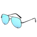 Classic aviator sunglasses with black metal double bridge frame and light blue lenses - Black Frame Ice Blue Lens