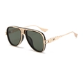Occhiali da sole aviator in metallo con montatura dorata e lenti scure su bianco - Regular / Montatura Dorata Lenti Verde Scuro