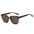 Gafas de sol cuadradas de carey con lentes grises y detalle de puente metálico dorado - Marco de Leopardo Lente Gris Té