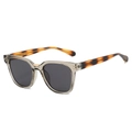 Gafas de sol cuadradas con montura gris oscuro transparente y patillas de carey - Marco Gris Té Lente Gris