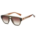 Fashionable aviator sunglasses with brown gradient lenses and rose gold metal detail - Green Frame Double Tea Lens