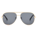 Classic aviator sunglasses with a gold metal frame and dark gray tinted lenses - Gold Frame Full Grey Lens