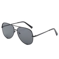 Classic aviator sunglasses with black metal double bridge frame and dark grey lenses - Black Frame Full Gray Lens