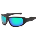 Matte black cycling sunglasses with reflective green-blue gradient mirror lenses - Black Frame Green Mirror