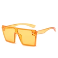 Lunettes de soleil carrées sans monture à la mode en orange transparent avec rivets - Monture Orange Verres Orange