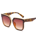 Lunettes de soleil carrées écaille avec verres dégradés marron et détails dorés - Monture Léopard / Verres Thé