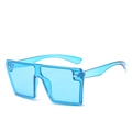 Lunettes de soleil carrées sans monture bleu transparent avec rivets métalliques - Monture Bleu Océan Verres Bleus