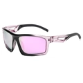 Lunettes de soleil cyclisme polarisées pour sport d'extérieur avec verres miroirs violets - Monture violet noir transparent Miroir violet