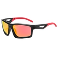 Lunettes de cyclisme sport polarisées avec monture noire mate et branches antidérapantes - Monture Noir Mat Verres Miroir Rouges