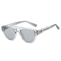 Transparent grey double-bridge aviator sunglasses with silver metal temple accents - Light Grey Frame Grey Lens
