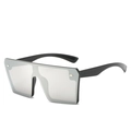 Oversized square shield sunglasses with silver mirrored lenses and thick black temples - Ready Stock / Standard Black Frame Silver Mirror Lenses