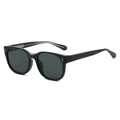 Retro-Sonnenbrille mit schwarzem Rahmen, grauen Gläsern und silbernem Metallsteg - Glänzend Schwarzer Rahmen Graue Gläser