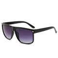 Classic retro oversized black frame sunglasses with purple gradient lenses and rivets - Black Frame Dual Grey