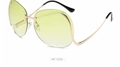 Detail shot of rimless sunglasses with yellow gradient lenses and gold metal frames - Gradient Yellow