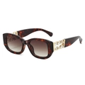 Schicke Schildpatt-Sonnenbrille mit braunen Verlaufsgläsern und Kristallbesatz am Bügel - Normal / Leopard-Rahmen Braune Verlaufsgläser