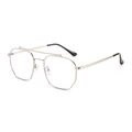 Modern double bridge aviator sunglasses with silver metal frames and blue light lenses - Regular / Silver Frame Clear Lenses