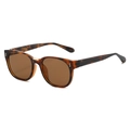 Retro-Sonnenbrille mit Schildpatt-Rahmen, braunen Gläsern und goldenen Metallakzenten - Leoparden-Rahmen / Teebraune Gläser
