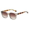 Retro-Sonnenbrille mit transparentem grauem Rahmen, Schildpatt-Bügeln und braunem Verlauf - Champagner Rahmen Verlauf Tee Linse