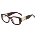 Schildpatt-Sonnenbrille mit verzierten Metallbügeln und Blaulichtfilter-Gläsern - Normal / Schildpatt-Rahmen Klare Linse