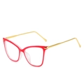 Stylische Cateye-Modebrille mit rotem Rahmen und goldenen Metallbügeln für Damen - Standard (inkl. 13% MwSt.) Gestell außen Rot innen Weiß