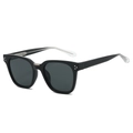 Gafas de sol cuadradas negras con remaches plateados y patillas degradadas - Montura Negra Lentes Gris Negro