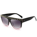 Oversized black and pink gradient sunglasses with gold rivet accents and tinted lenses - Black to Pink Gradient (C2)