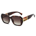 Chic tortoiseshell oversized sunglasses with colorful jewel-studded temples and brown lenses - Leopard Frame Gradient Brown Lens
