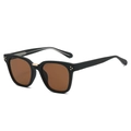 Gafas de sol cuadradas en negro mate con lentes marrones y remaches dorados - Montura Negro Mate Lentes Té