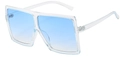 Übergroße quadratische Sonnenbrille mit klarem Rahmen und blauem Verlaufsglas im Trend - Hellblauer Rahmen Doppelte Blaue Gläser