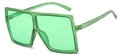 Übergroße quadratische Sonnenbrille in transparentem Grün mit flachem Rahmen - Mattgrün / Grün