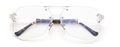 Frameless pilot sunglasses with transparent lenses and blue tortoiseshell temples - Ready Stock / Regular (Incl. 13% VAT) Patterned Temple Plain Glasses
