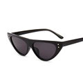 Retro cat-eye sunglasses in black with gold rivet accents and dark lenses - Black Frame Grey Lens