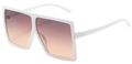 Chic oversized square sunglasses in glossy white frame with gradient brown lenses - Ready Stock / Standard White Frame with Grey-Brown Lenses