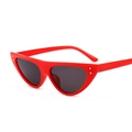 Fashionable red cat eye sunglasses with grey lenses and gold metal rivet accents - Red Frame Grey Lens
