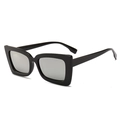 Occhiali da sole quadrati oversize alla moda con montatura nera e lenti a specchio argento - Montatura Nera Specchio Argento