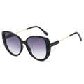 Occhiali da sole farfalla oversize da donna con lenti viola sfumate e montatura nera - Montatura Nera Doppia Lente Grigia