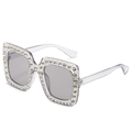 Modische quadratische Oversize-Sonnenbrille mit Diamantrahmen und grauen Gläsern in Transparent - Transparenter Rahmen Graue Gläser