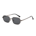 Retro small square metal sunglasses with dark polygonal lenses for men and women - Regular / Regular (Inc. 13% VAT) Gunmetal Frame Black-Grey Lenses