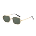 Lunettes de soleil rétro avec monture dorée et détails de vis sur les branches - Monture Dorée Verres Vert Foncé