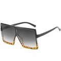 Oversized square sunglasses featuring a black frame with leopard print lower rim - Ready Stock / Standard (Incl. 13% VAT) Black Top Tortoise Bottom Double Gray Lenses